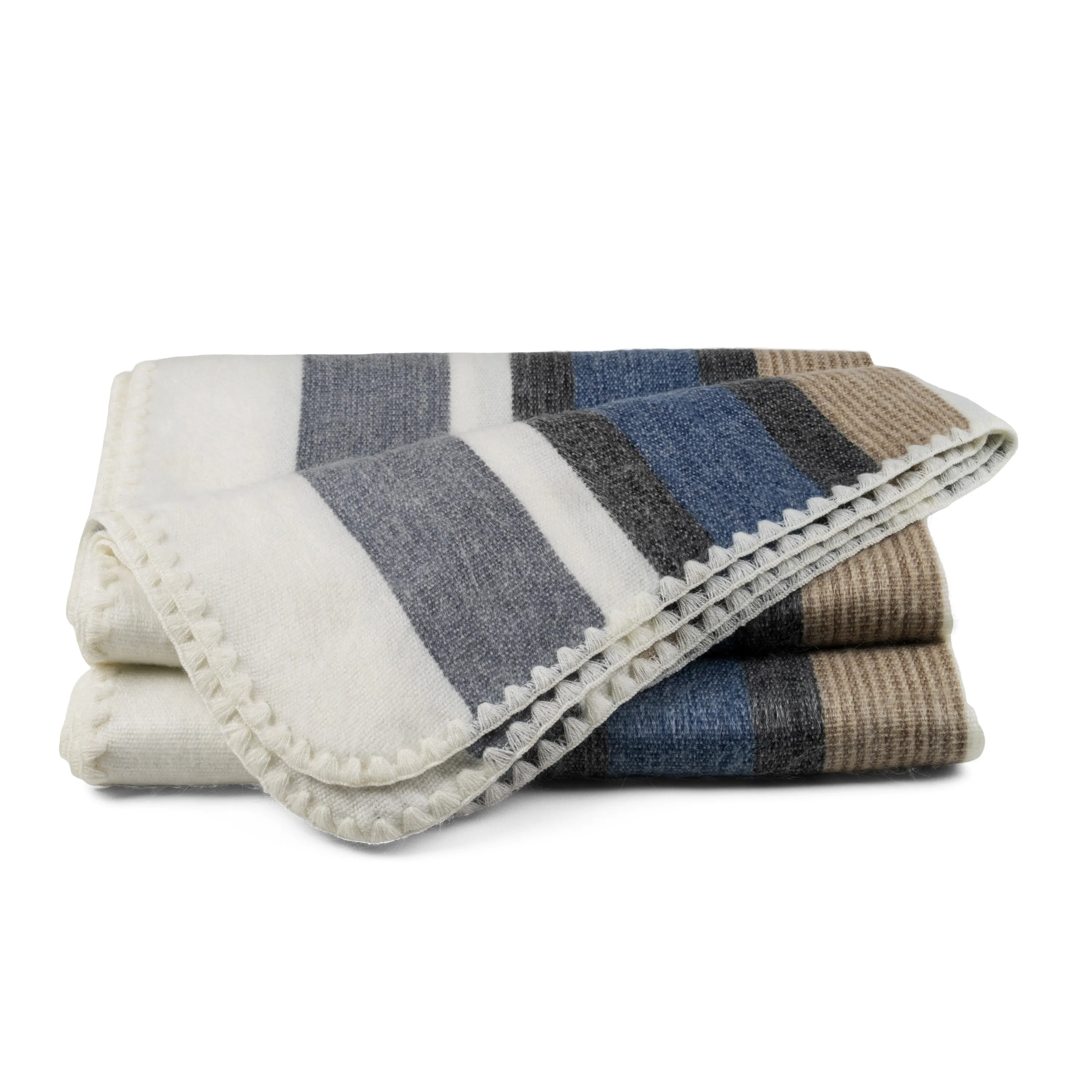 QISU Brown, Blue, Grey, and White Alpaca Throw Blanket – Full-Size Comfort, Holiday Artisan Gift