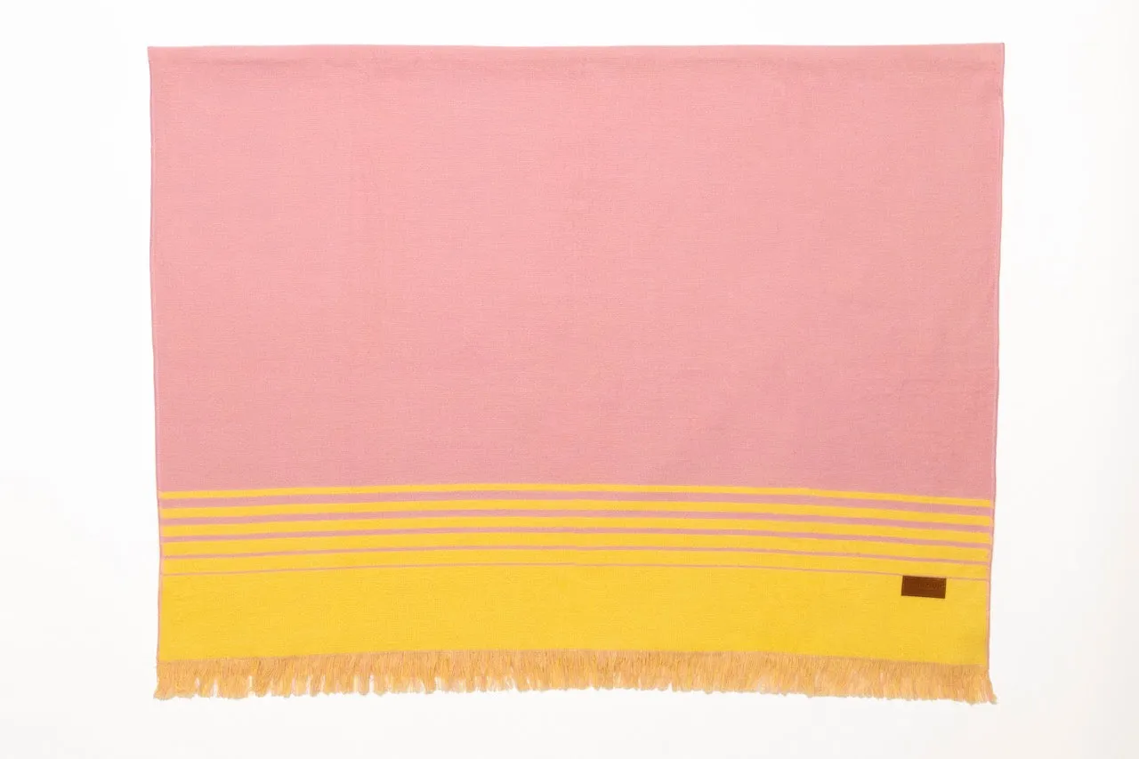 Quilotoa Pink and Yellow Luxury Throw Blanket