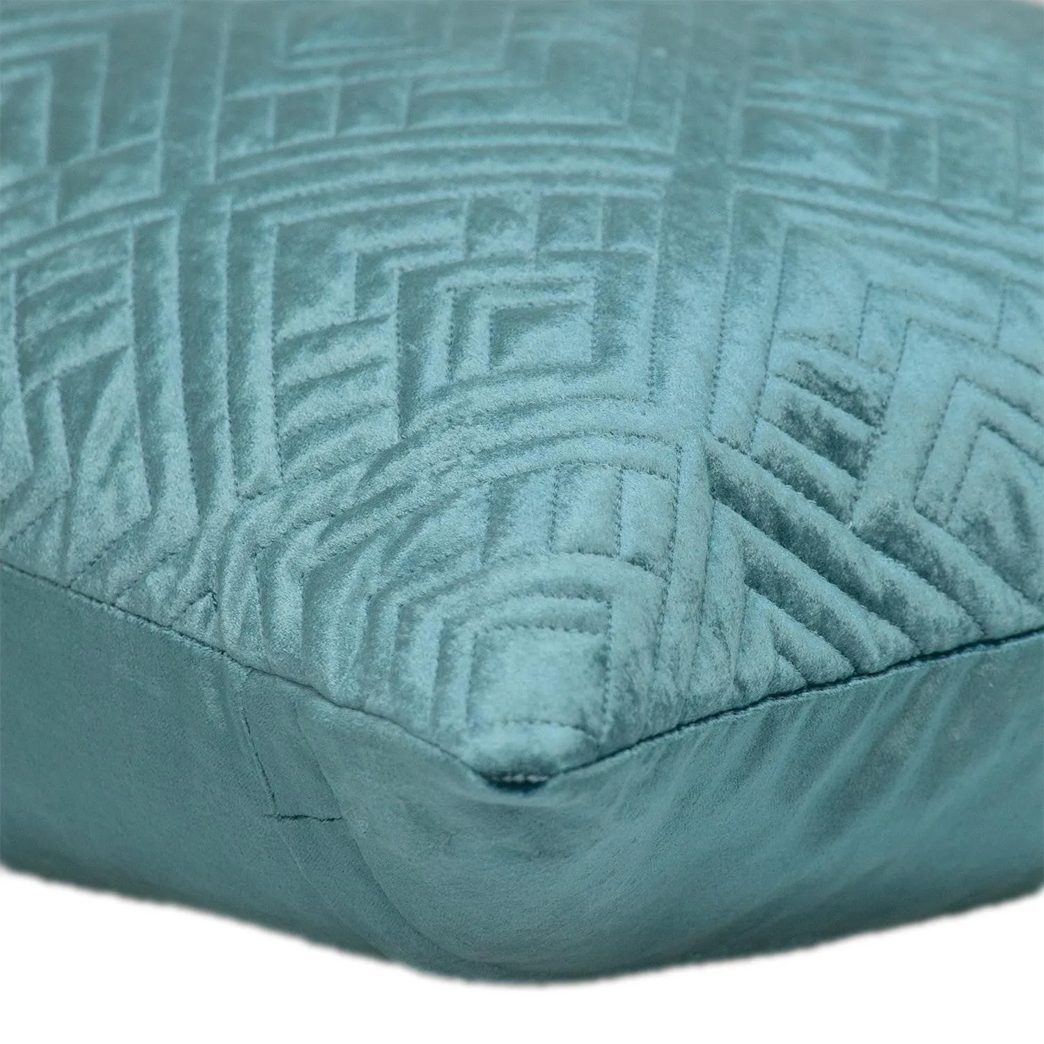 Quilted Teal Decorative Throw Pillow