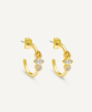Quincy Triple Bezel Half Hoop Earrings