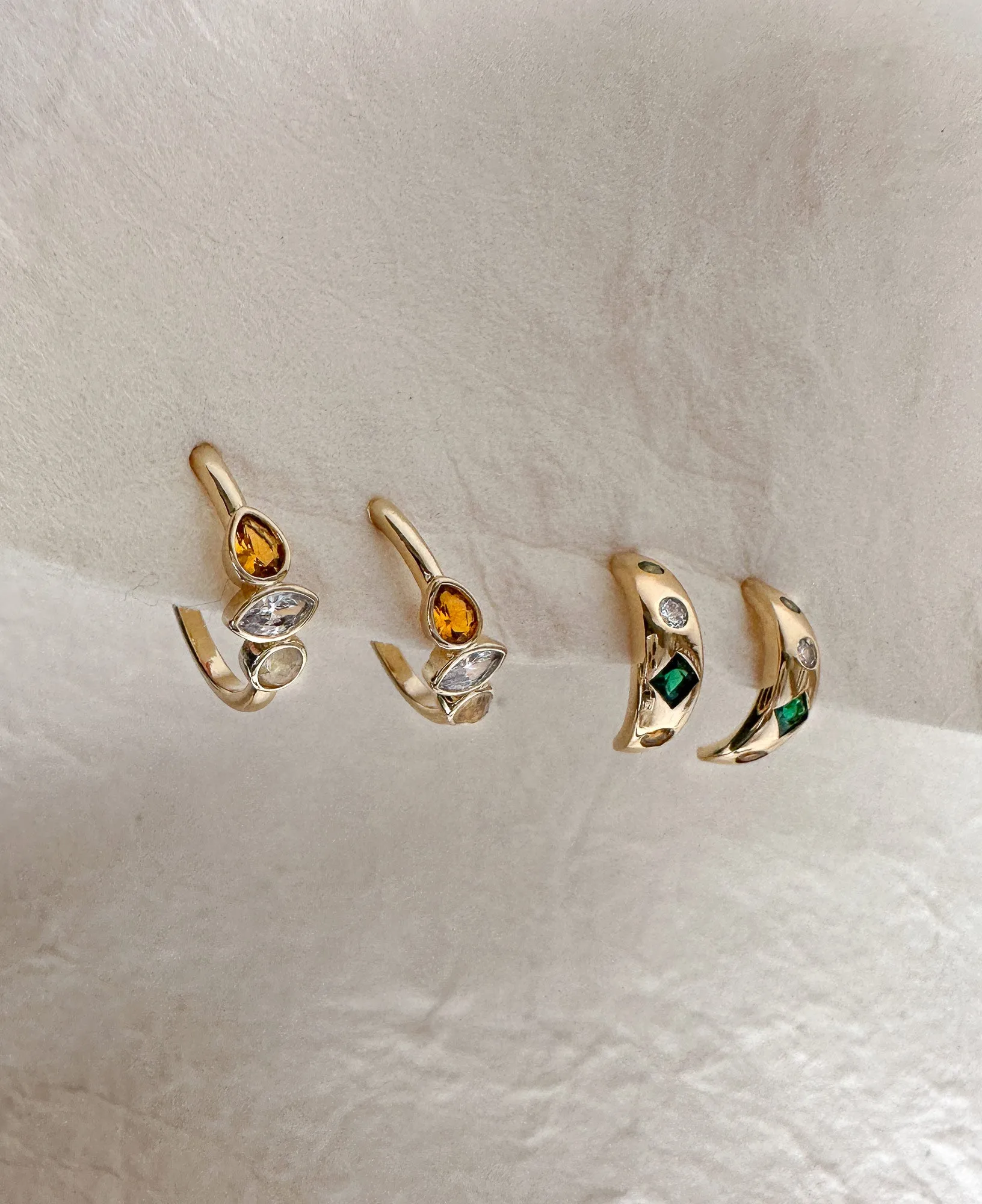 Quincy Triple Bezel Half Hoop Earrings