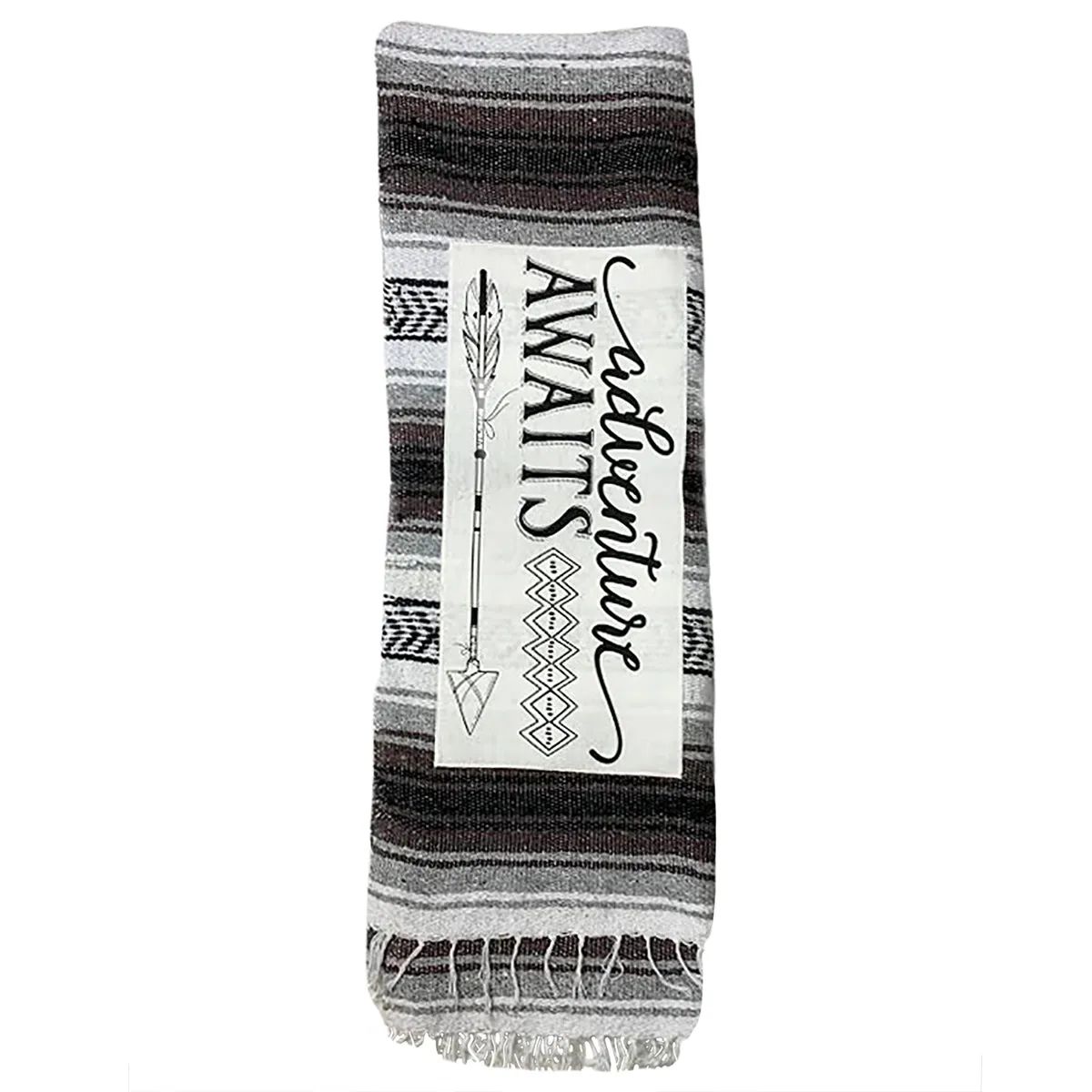 "Adventure" - Black Throw - Falza Mexican Blanket