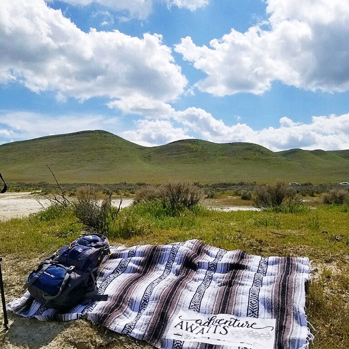 "Adventure" - Black Throw - Falza Mexican Blanket