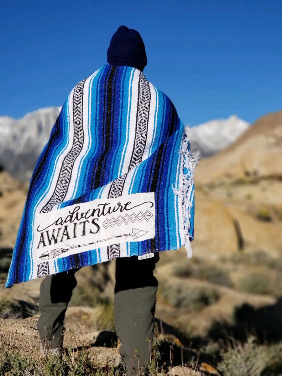 "Adventure" - Blue Throw - Falza Mexican Blanket