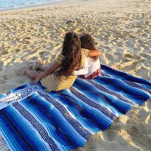 "Adventure" - Blue Throw - Falza Mexican Blanket