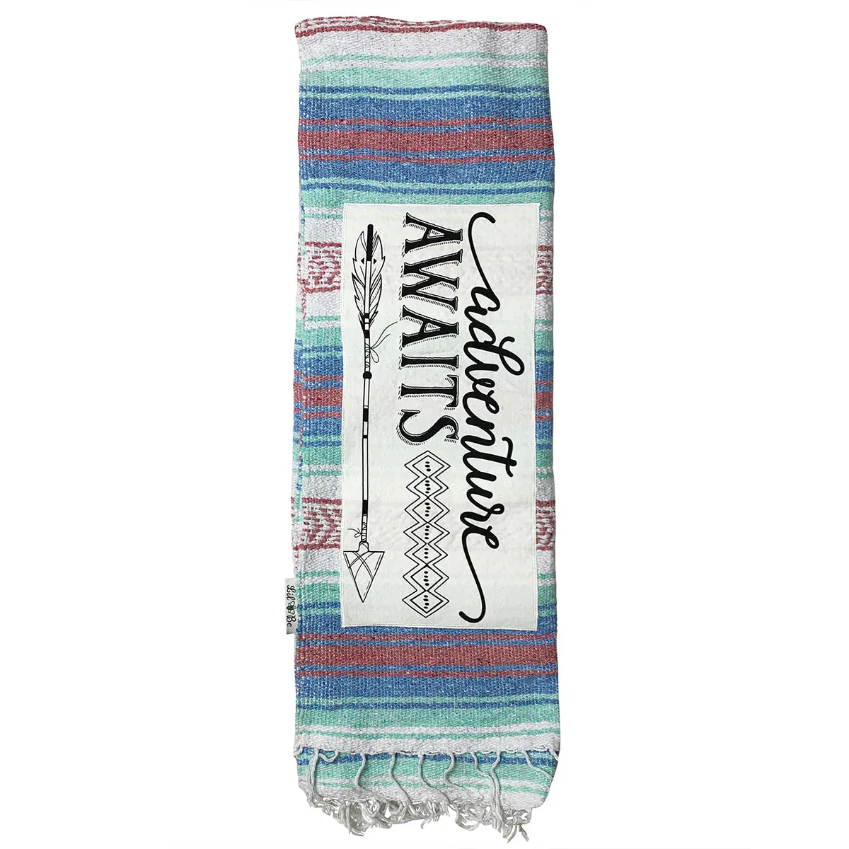 "Adventure" - Rose/Blue Throw - Falza Mexican Blanket - Wholesale