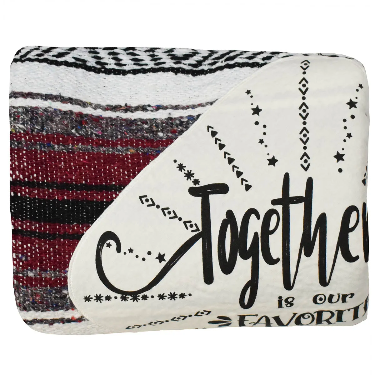 "Together" - Burgundy Throw - Falza Mexican Blanket