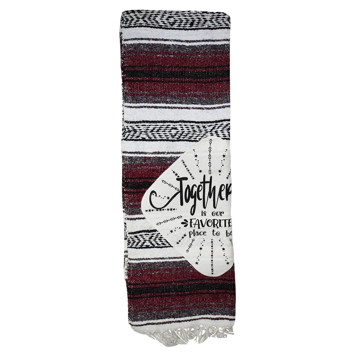 "Together" - Burgundy Throw - Falza Mexican Blanket
