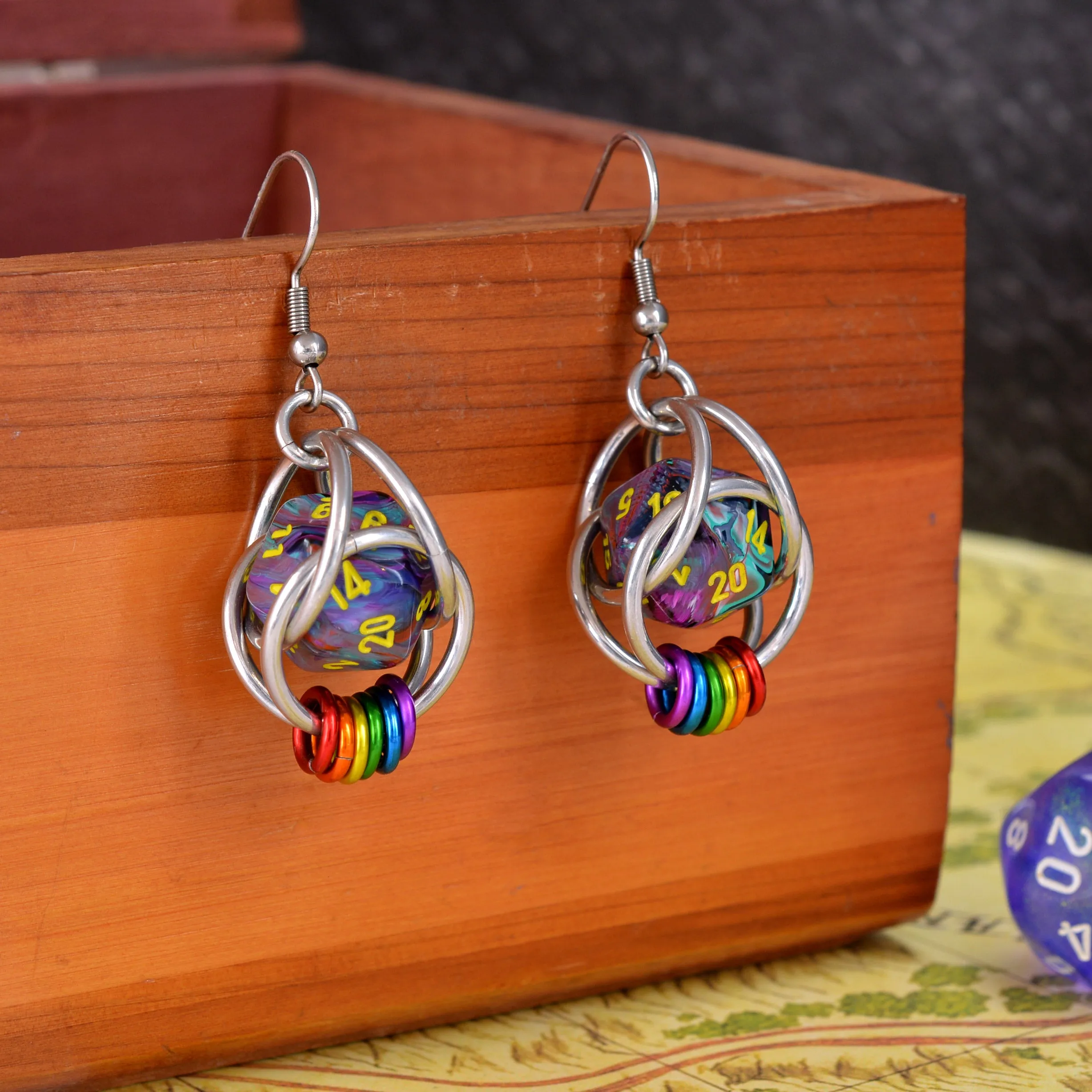 Rainbow Pride d20 Earring