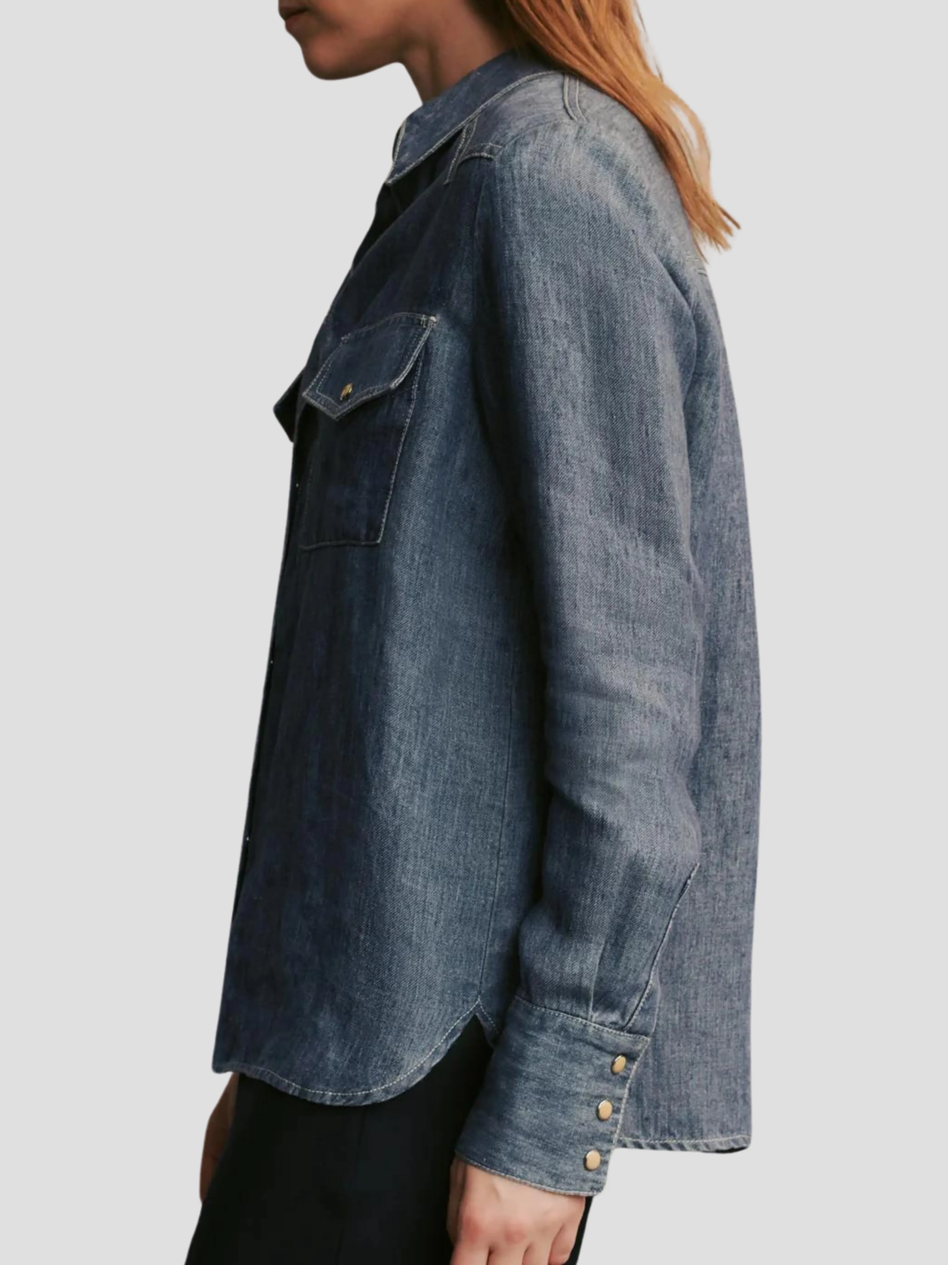 Rancher's Daughter Shirt in Medium Indigo