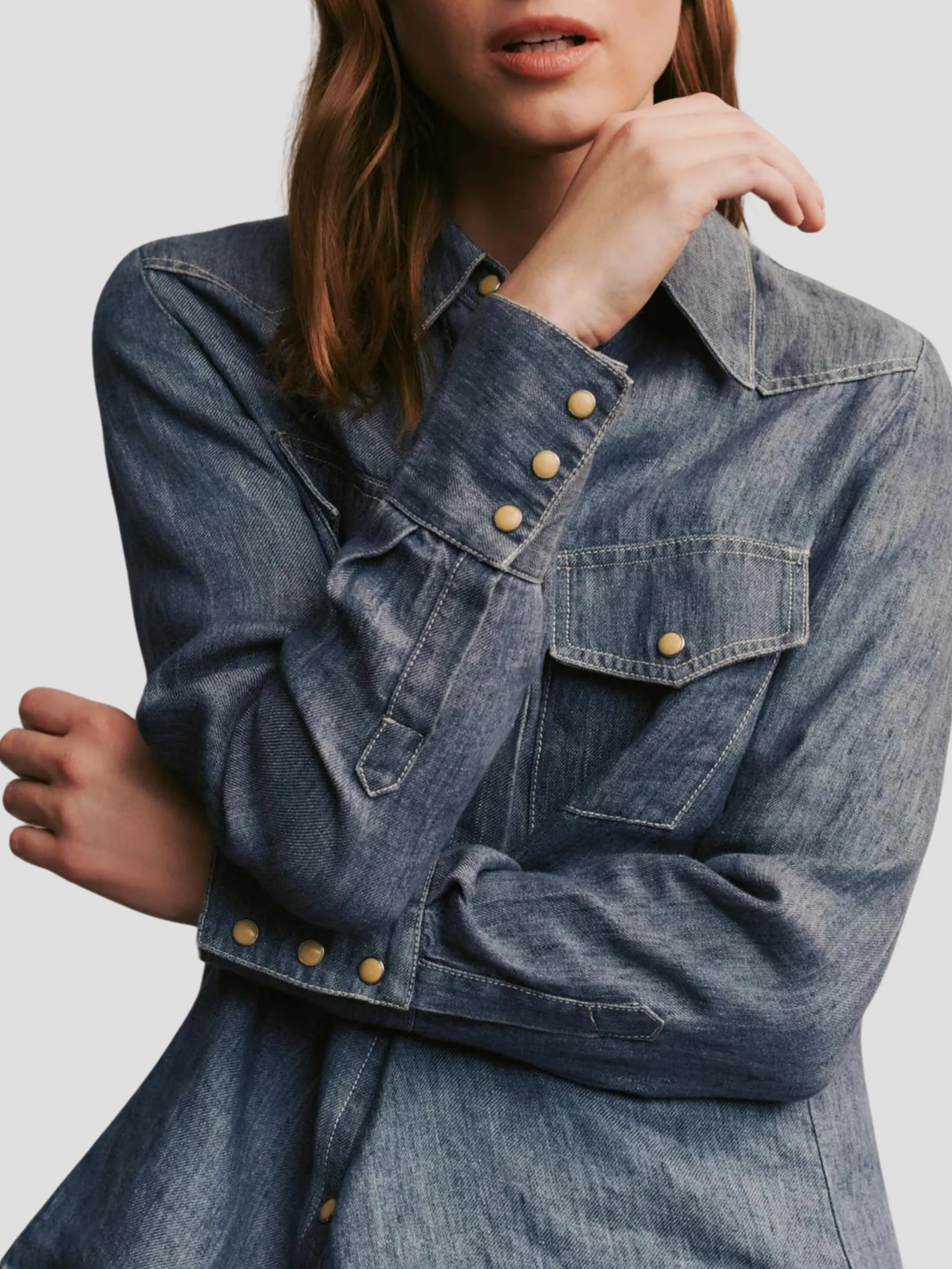 Rancher's Daughter Shirt in Medium Indigo