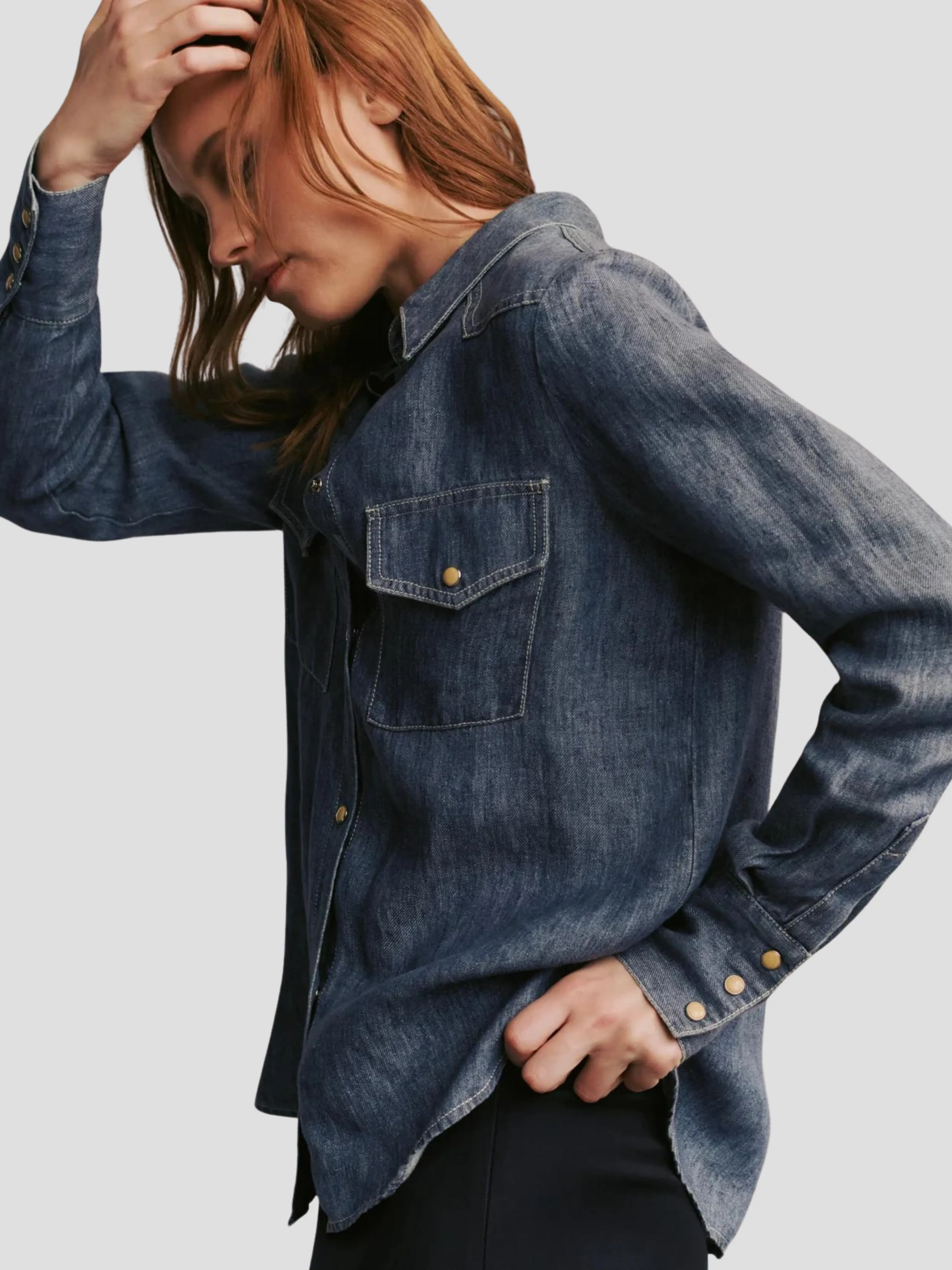 Rancher's Daughter Shirt in Medium Indigo