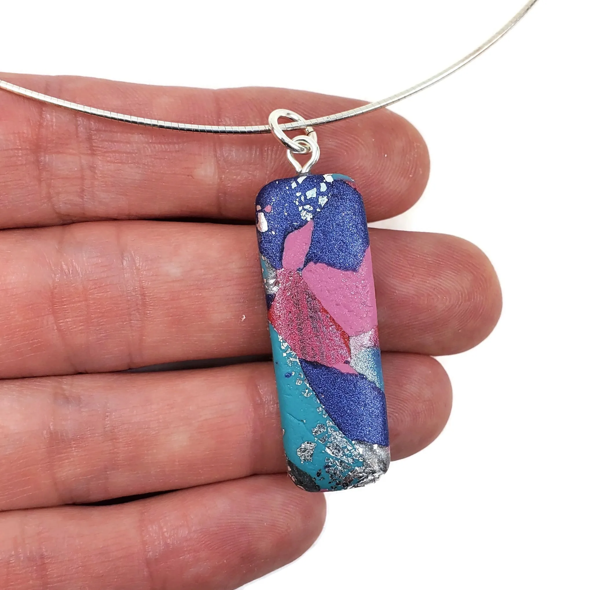 Rectangle Bar Pendant - Marbled - Very Peri