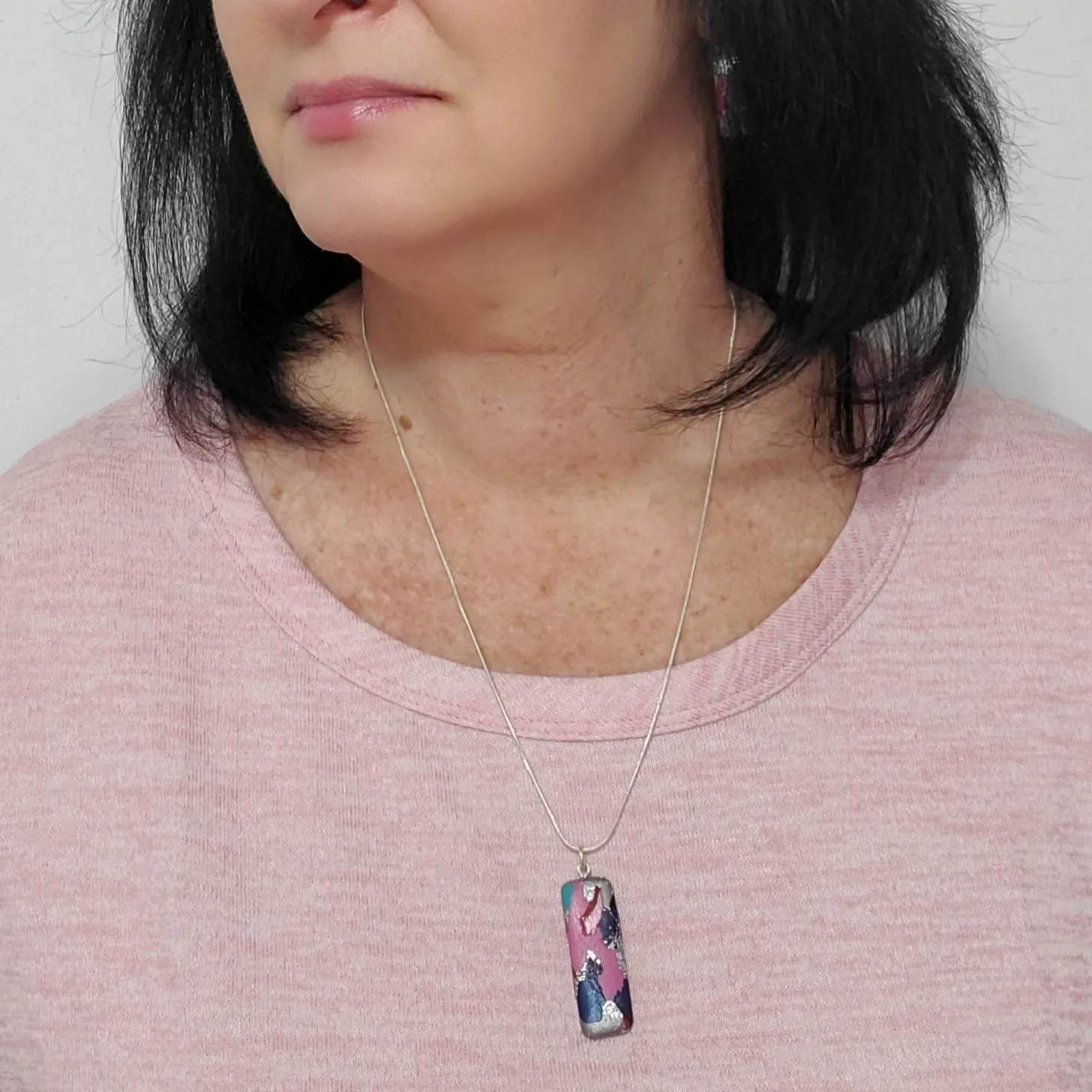 Rectangle Bar Pendant - Marbled - Very Peri
