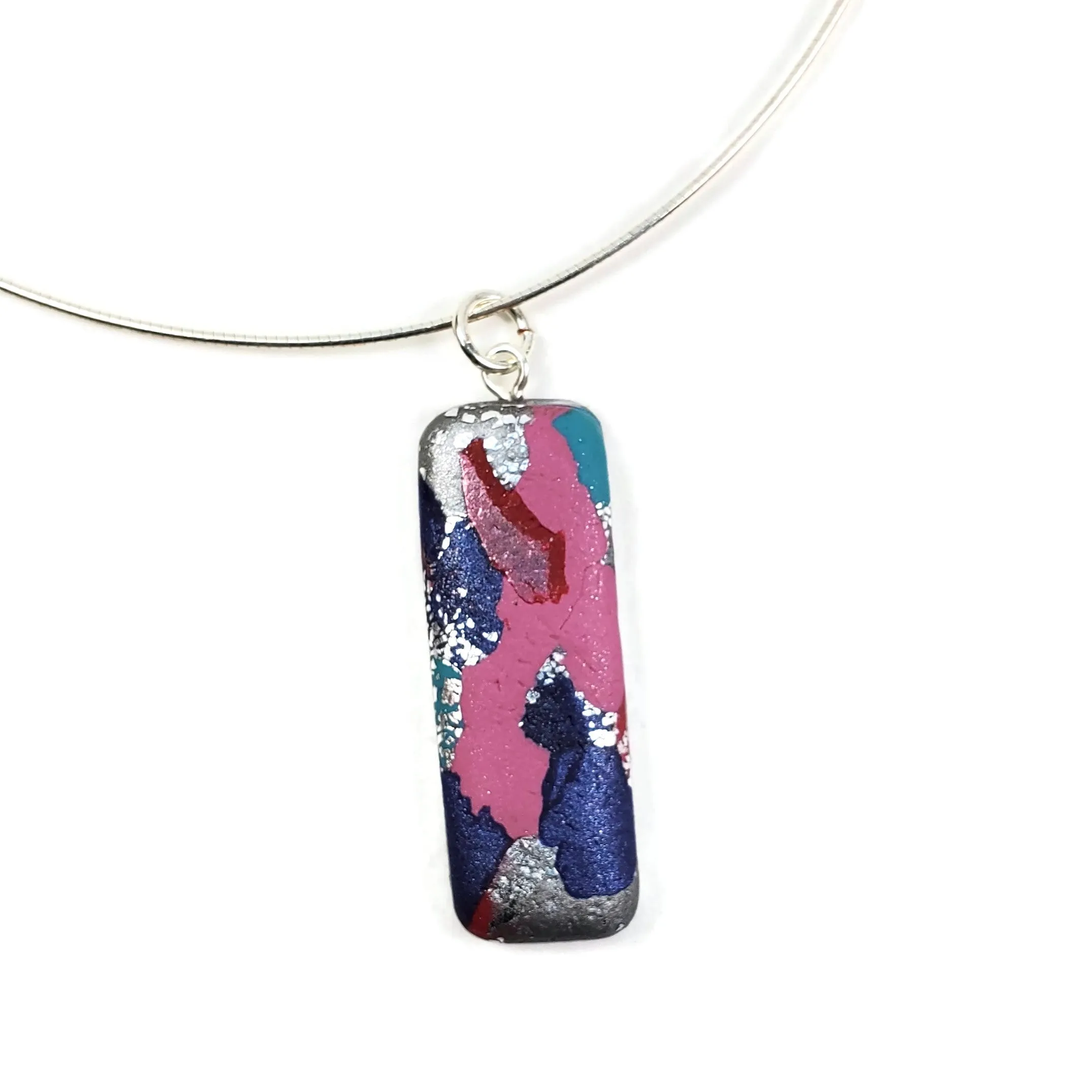 Rectangle Bar Pendant - Marbled - Very Peri