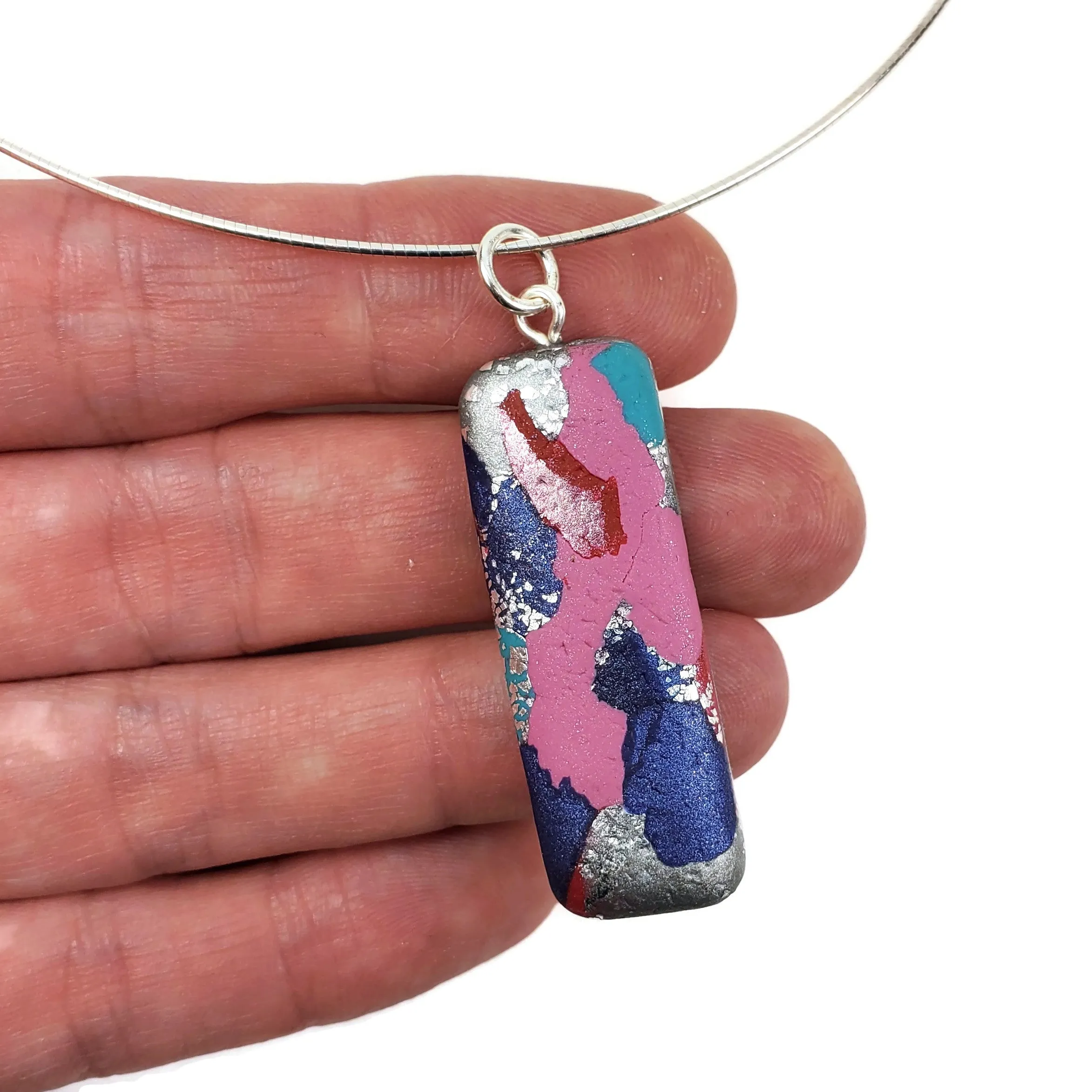 Rectangle Bar Pendant - Marbled - Very Peri