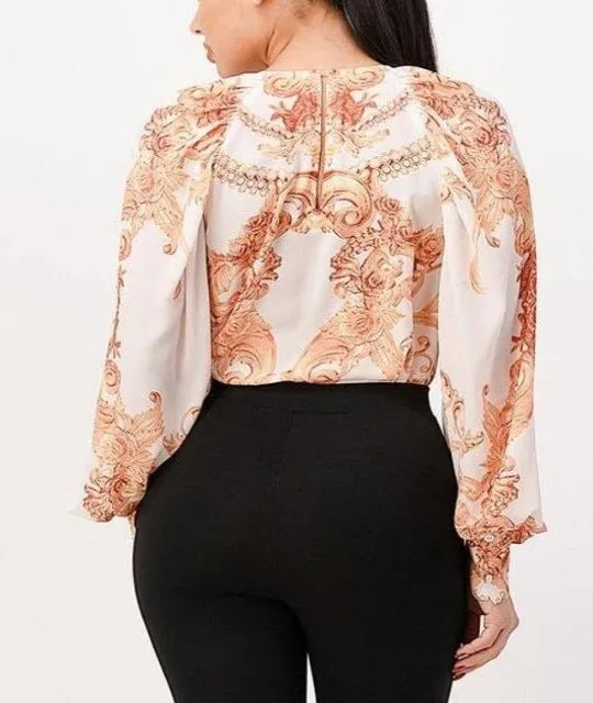 Regal Retro Print Blouse
