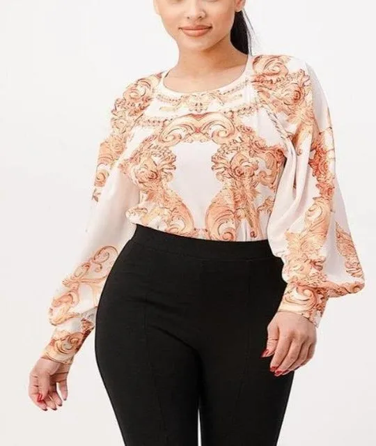 Regal Retro Print Blouse