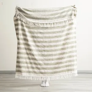 Renee Taylor Como Stone Washed Yarn-Dyed Stripe Throw 130 x 170 cms Juniper