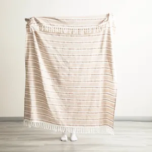 Renee Taylor Como Stone Washed Yarn-Dyed Stripe Throw 130 x 170 cms Natural