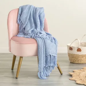 Renee Taylor Crystal 100% Acrylic Throw 130 x 170 Cms Blue