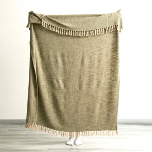 Renee Taylor Surrey Chevron Yarn-Dyed Throw 130 x 170 cms Olive