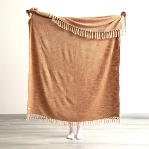 Renee Taylor Surrey Chevron Yarn-Dyed Throw 130 x 170 cms Tobacco