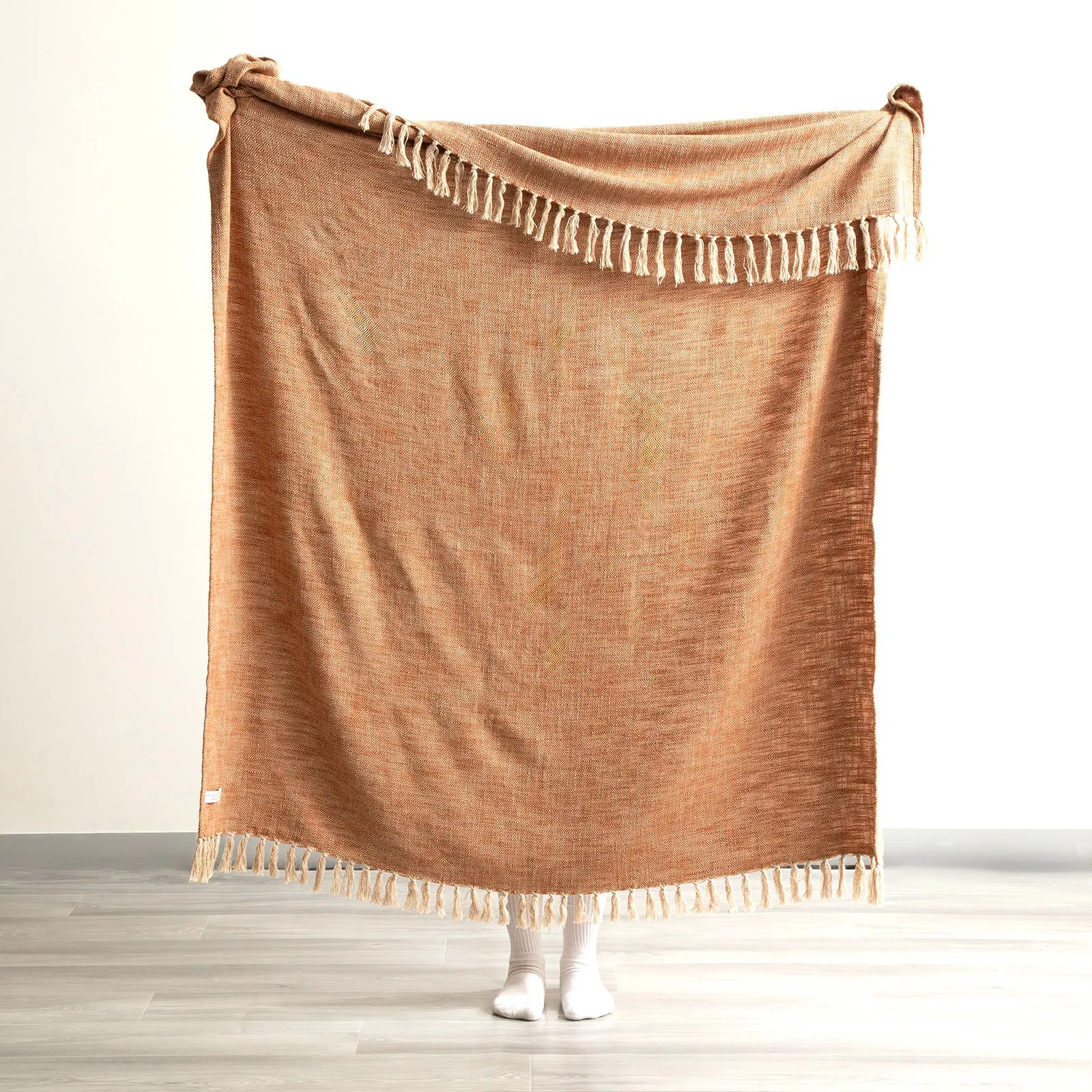 Renee Taylor Surrey Chevron Yarn-Dyed Throw 130 x 170 cms Tobacco