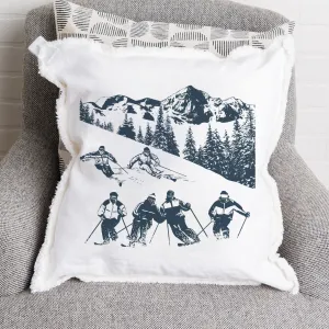 Retro Ski Run Square Pillow