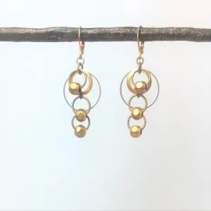 Retro Style Brass Drop Earrings with Geometric Dangle