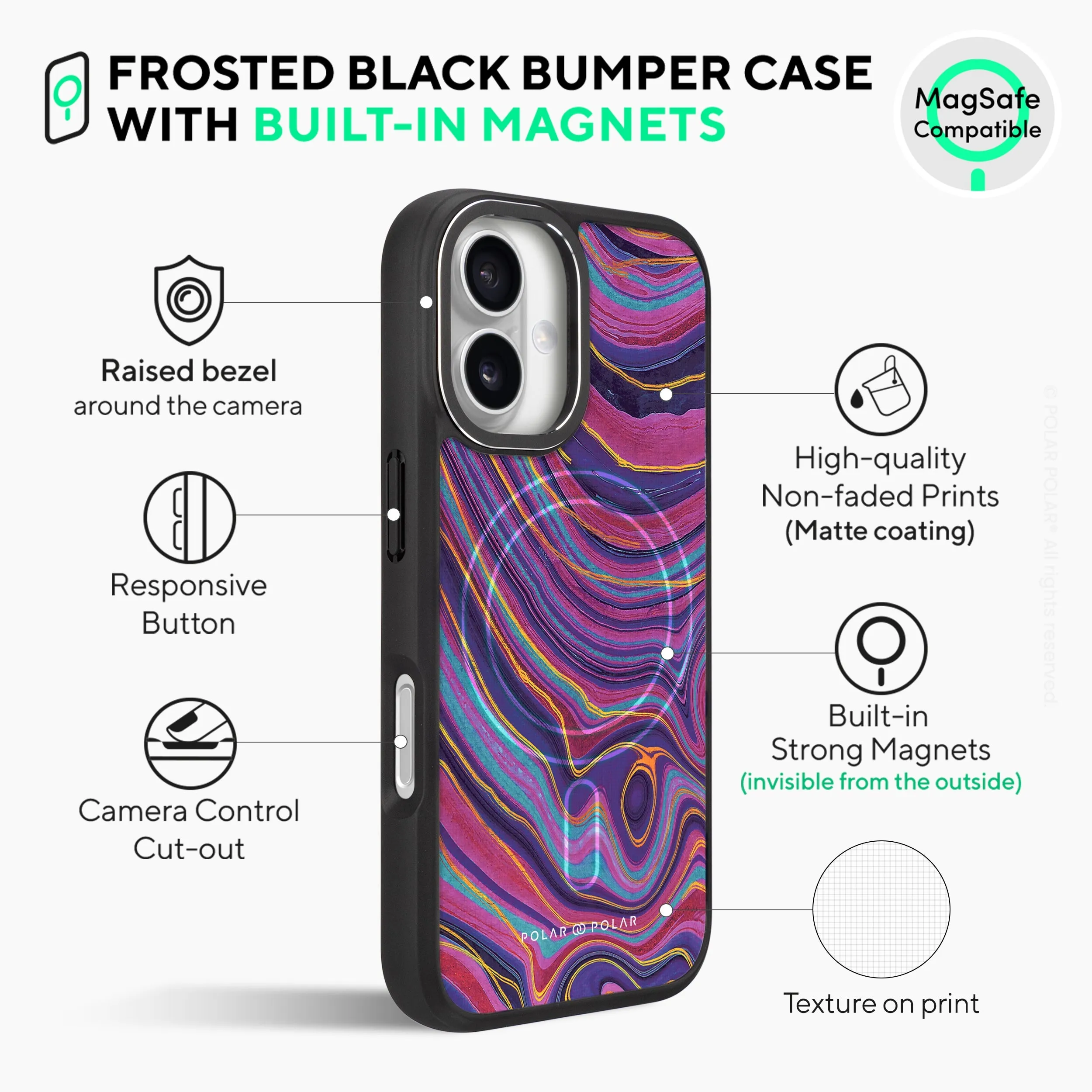 Rhythm in the Desert - iPhone 16 Plus Frosted Black Bumper MagSafe Case