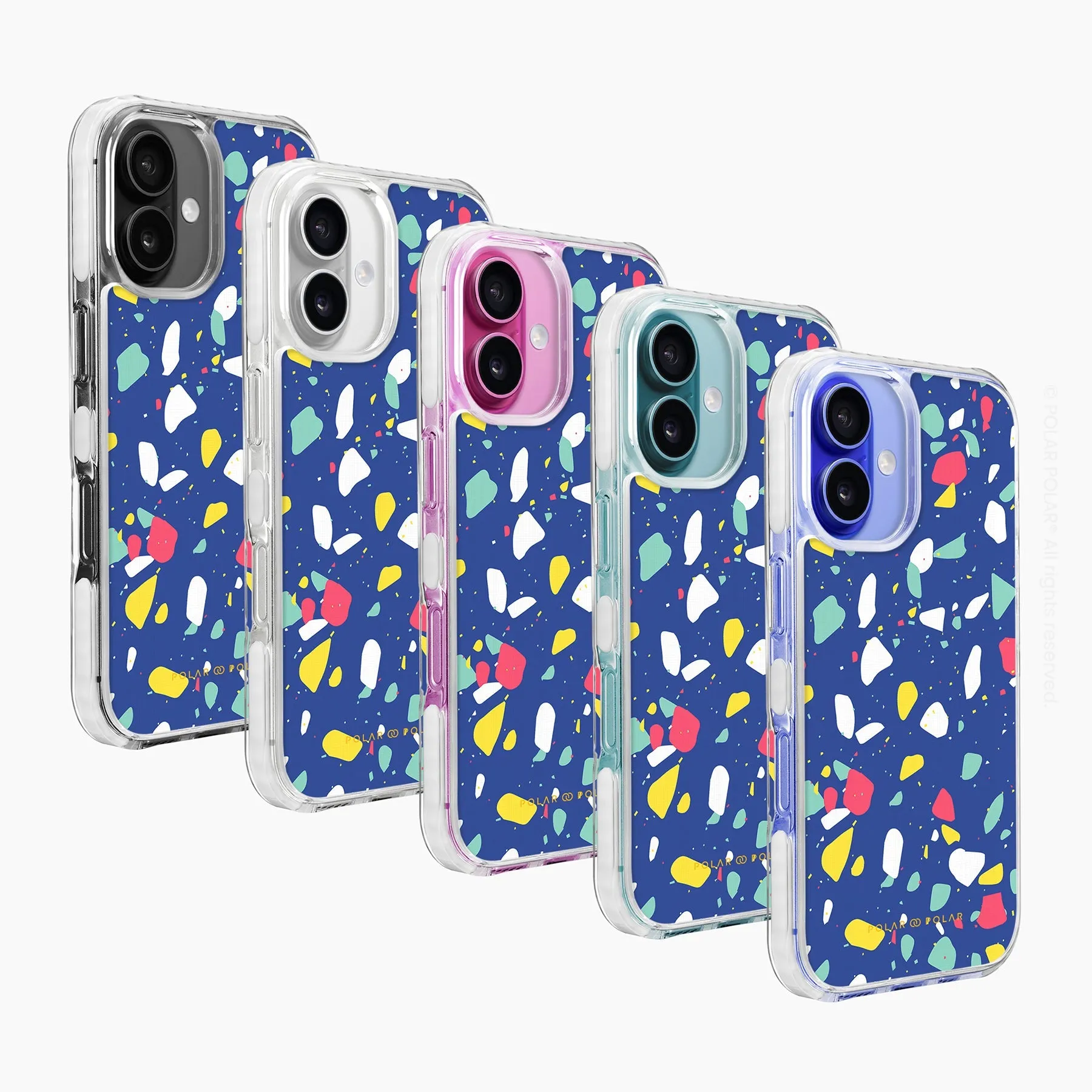 Royal Blue Terrazzo - iPhone 16 Clear Bumper MagSafe Case