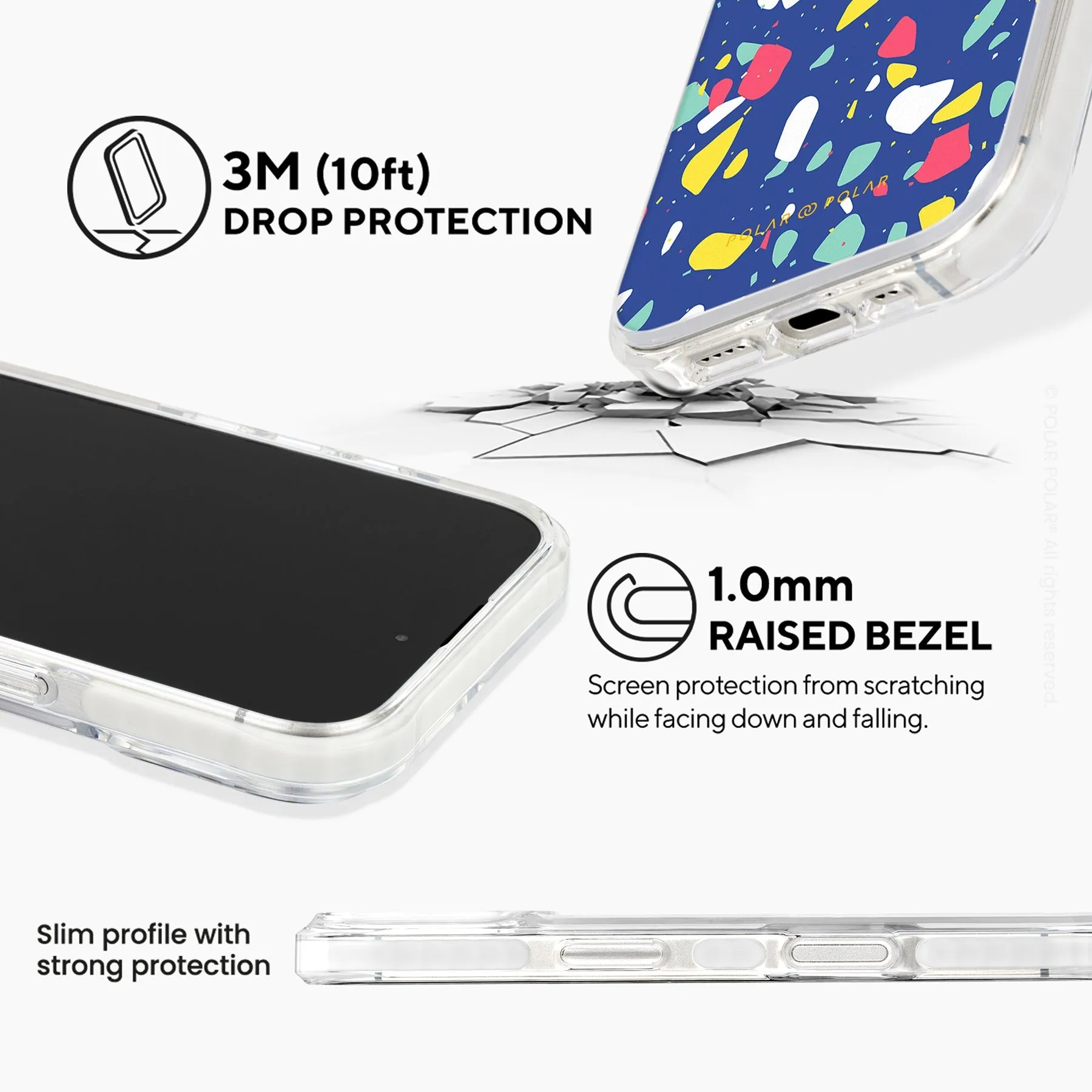 Royal Blue Terrazzo - iPhone 16 Clear Bumper MagSafe Case