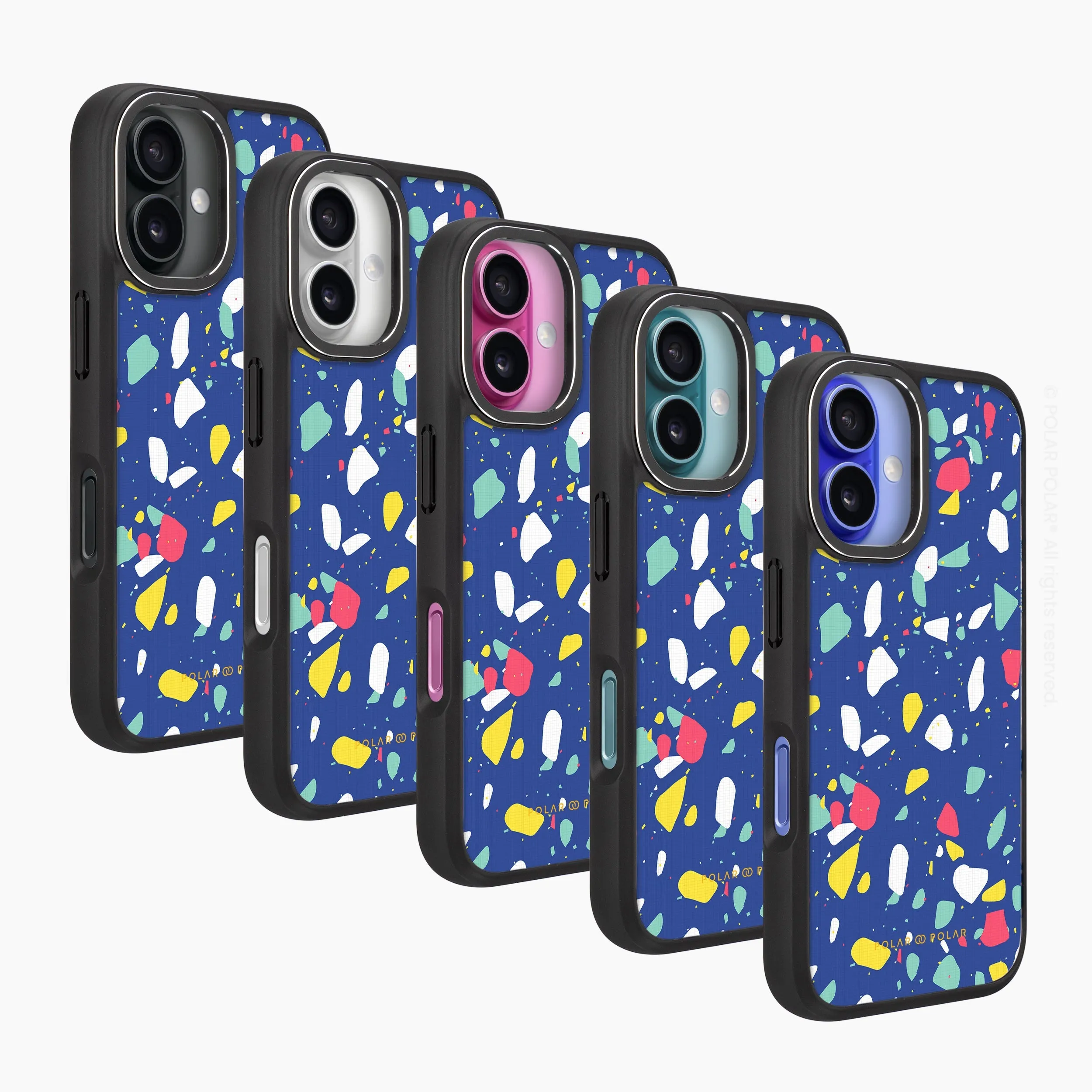 Royal Blue Terrazzo - iPhone 16 Plus Frosted Black Bumper MagSafe Case