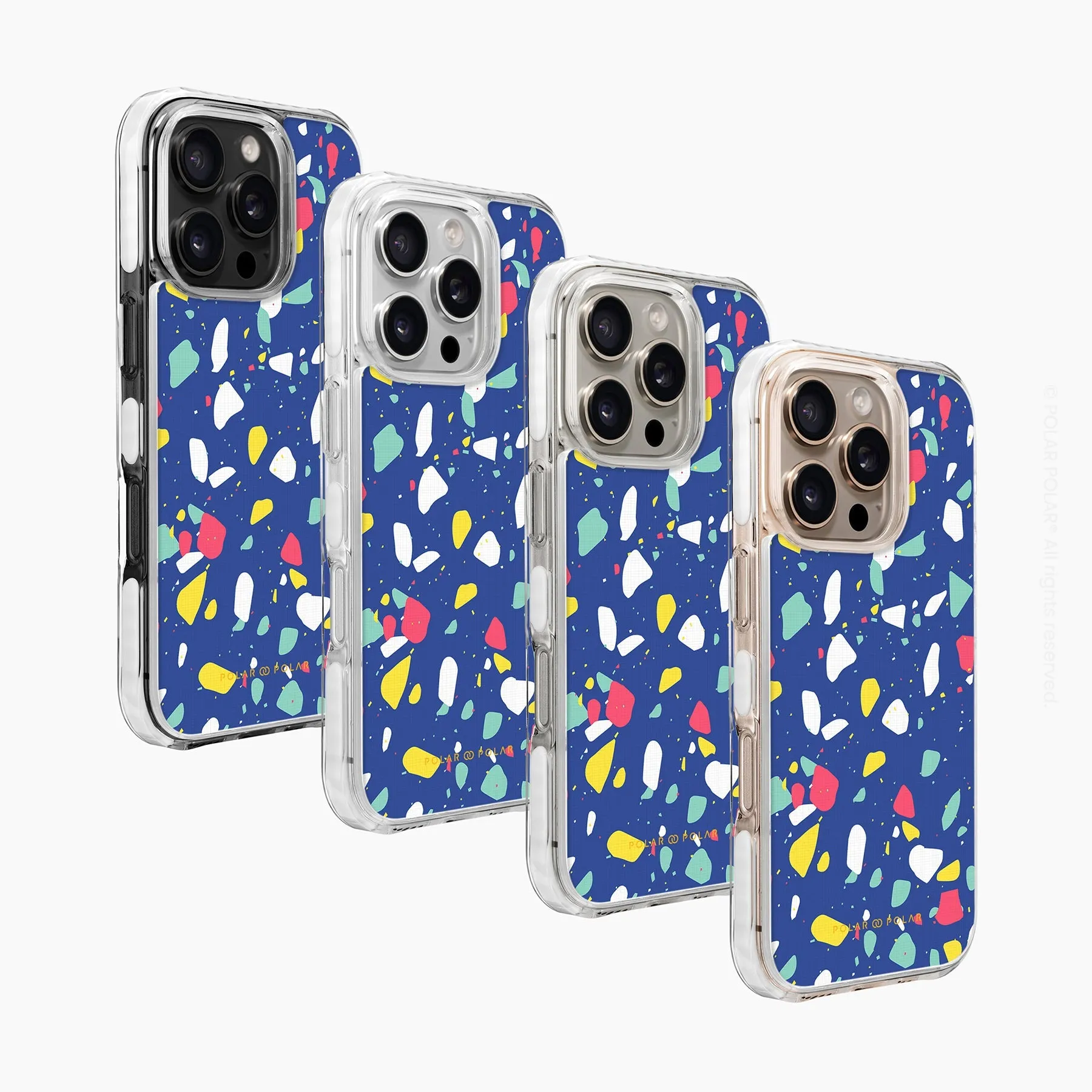 Royal Blue Terrazzo - iPhone 16 Pro Clear Bumper MagSafe Case
