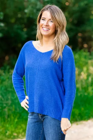 Royal Blue V-Neck Lightweight Sweater