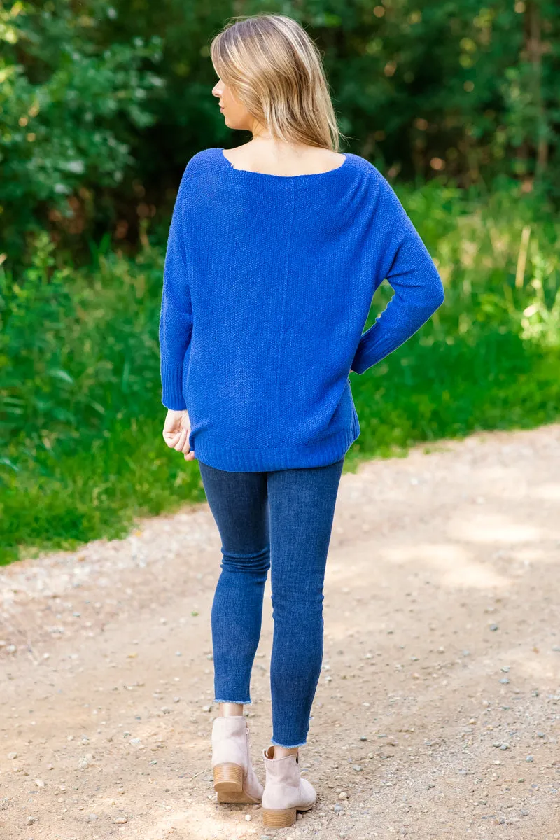 Royal Blue V-Neck Lightweight Sweater