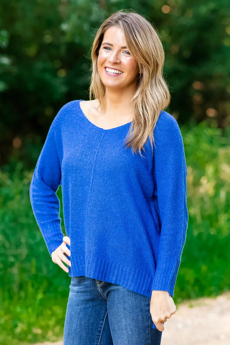 Royal Blue V-Neck Lightweight Sweater