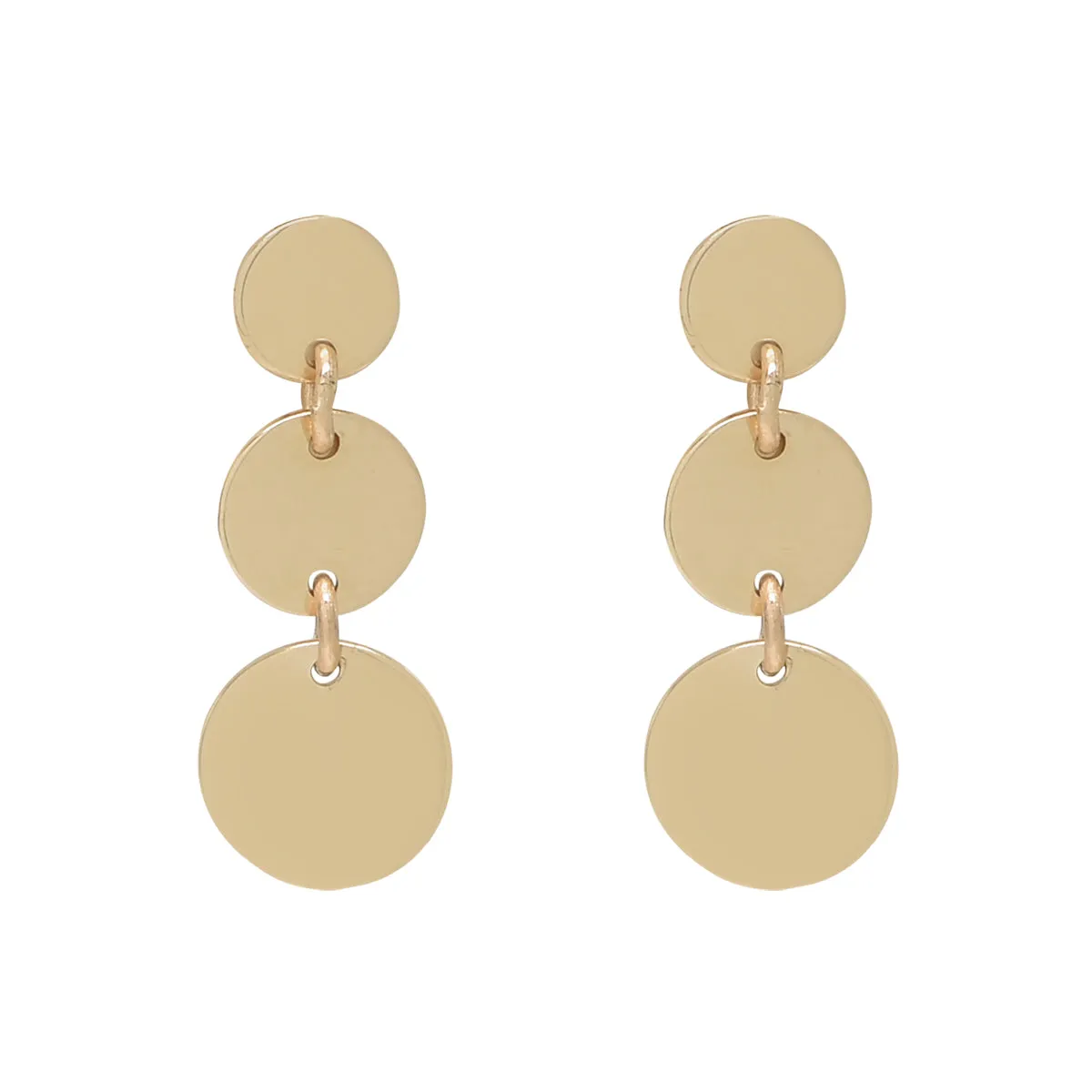 SALE - 10k Solid Gold Triple Disc Drop Earrings