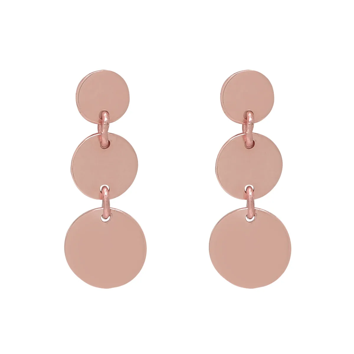 SALE - 10k Solid Gold Triple Disc Drop Earrings