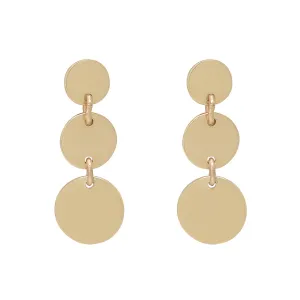 SALE - 10k Solid Gold Triple Disc Drop Earrings