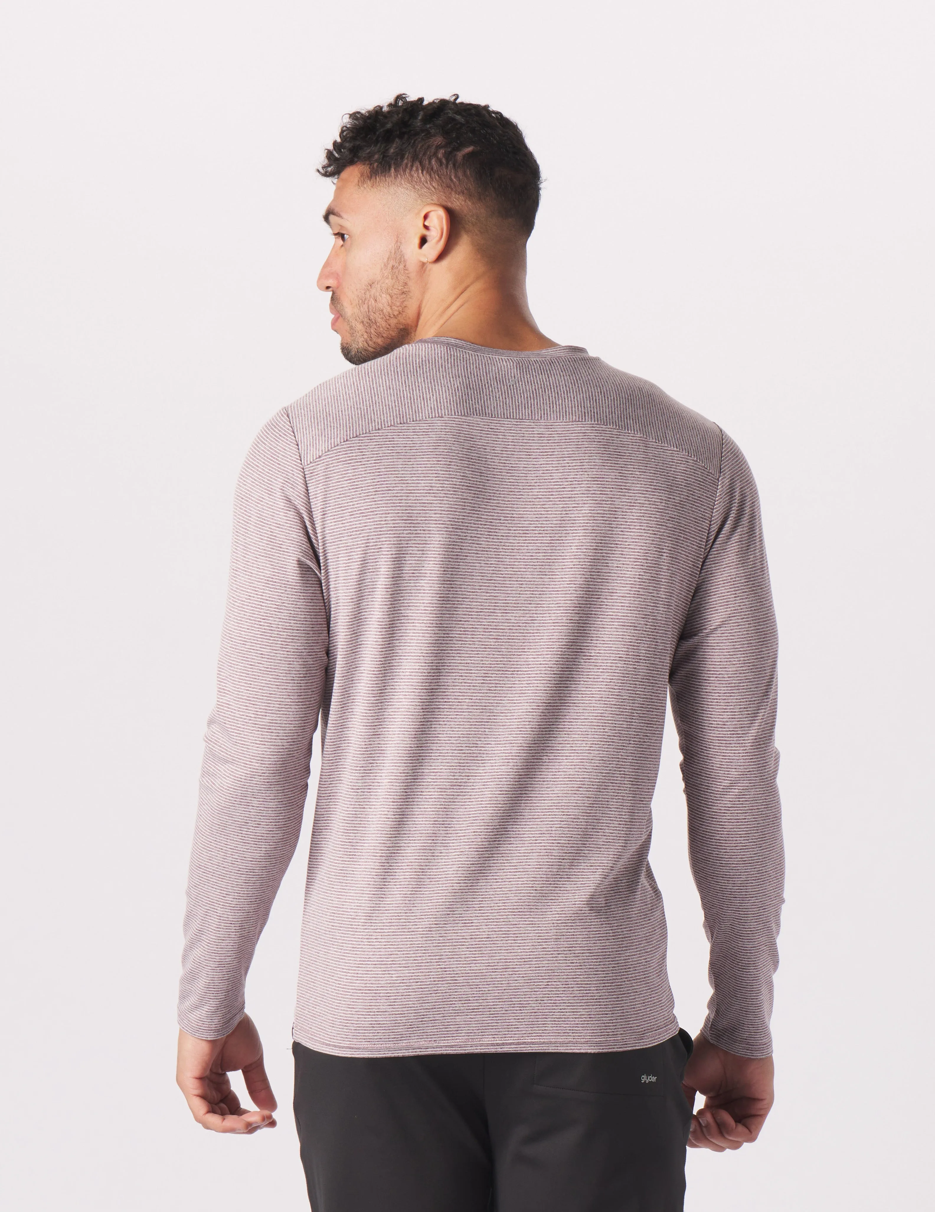 Salton Long Sleeve: Berry Wine Heather/White Stripe