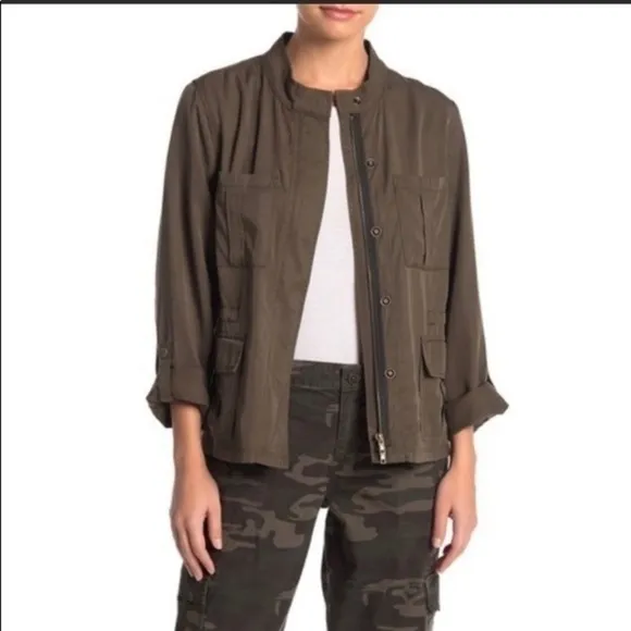 SANCTUARY lightweight utility jacket in olive