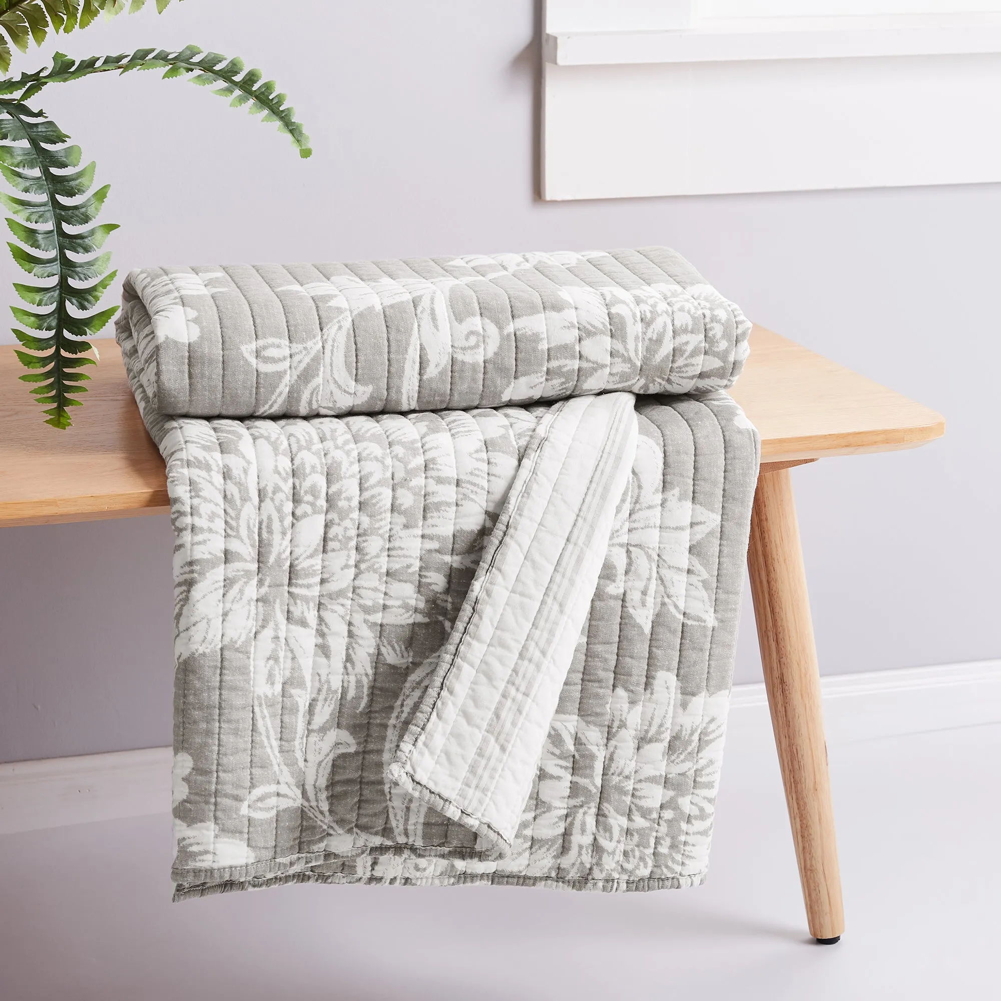 Sanira Taupe Quilted Throw