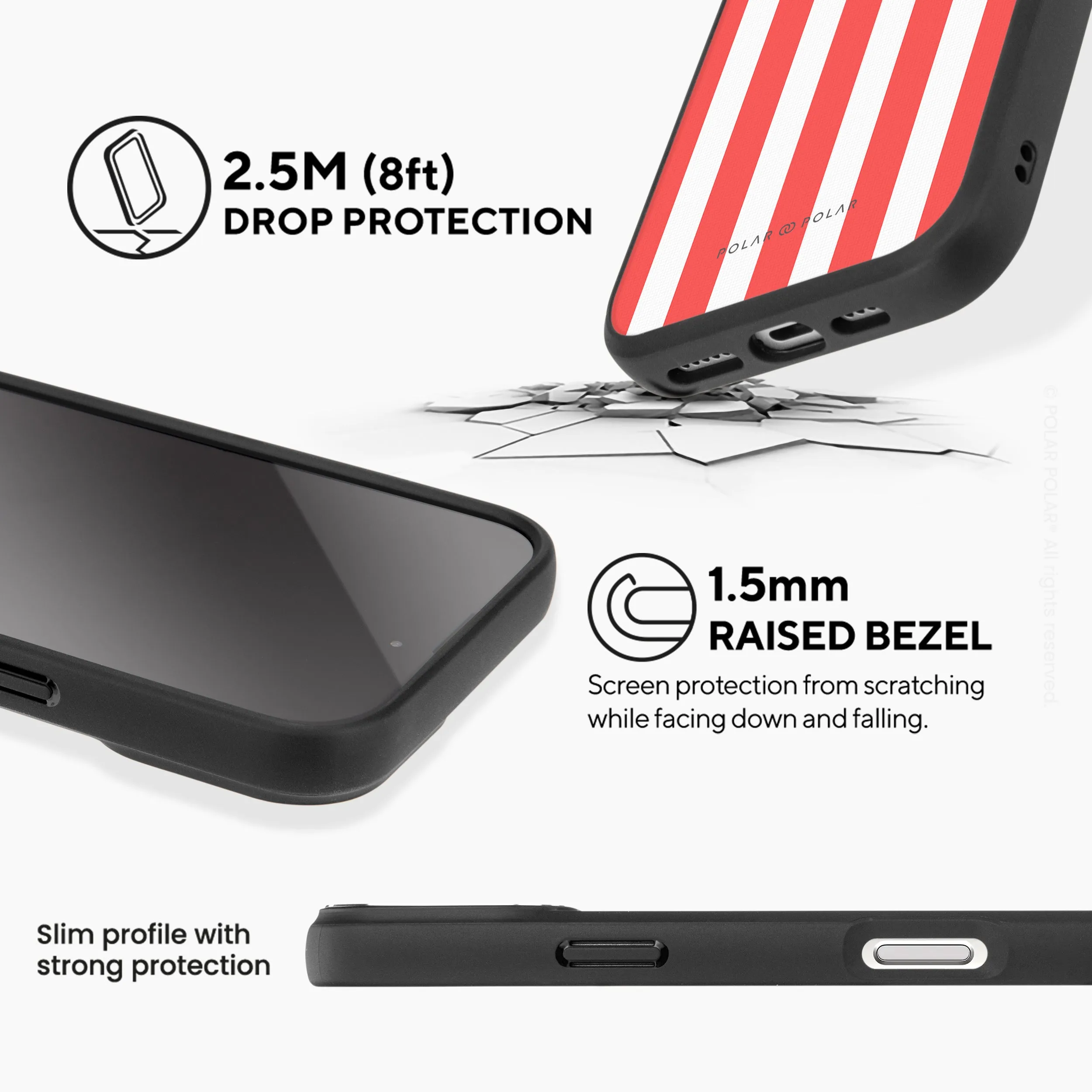 Scarlet Stripe - iPhone 16 Pro Frosted Black Bumper MagSafe Case