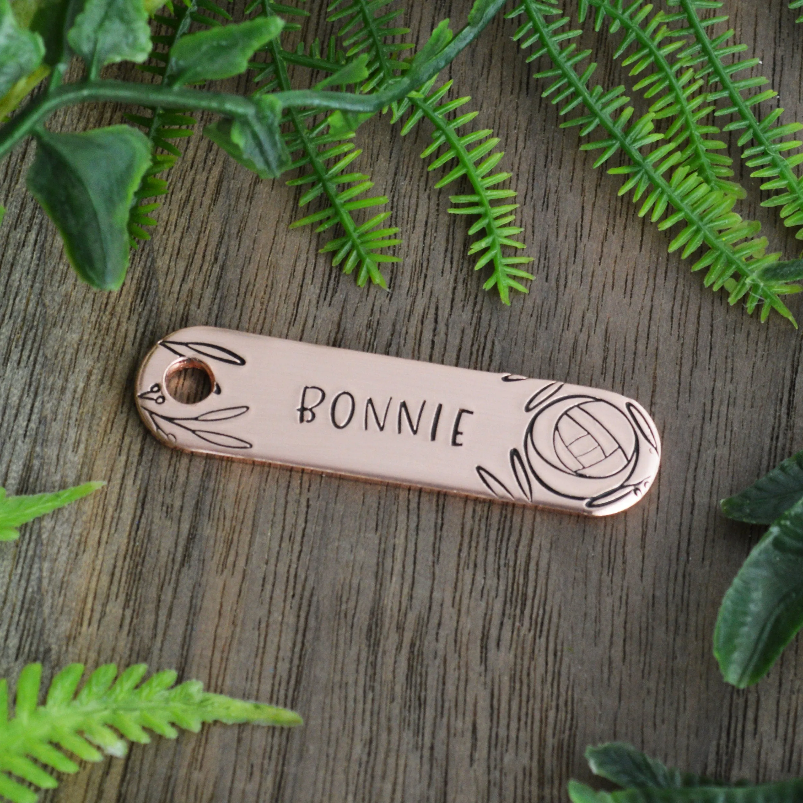 Scottish Rose Hand Stamped Dog Tag