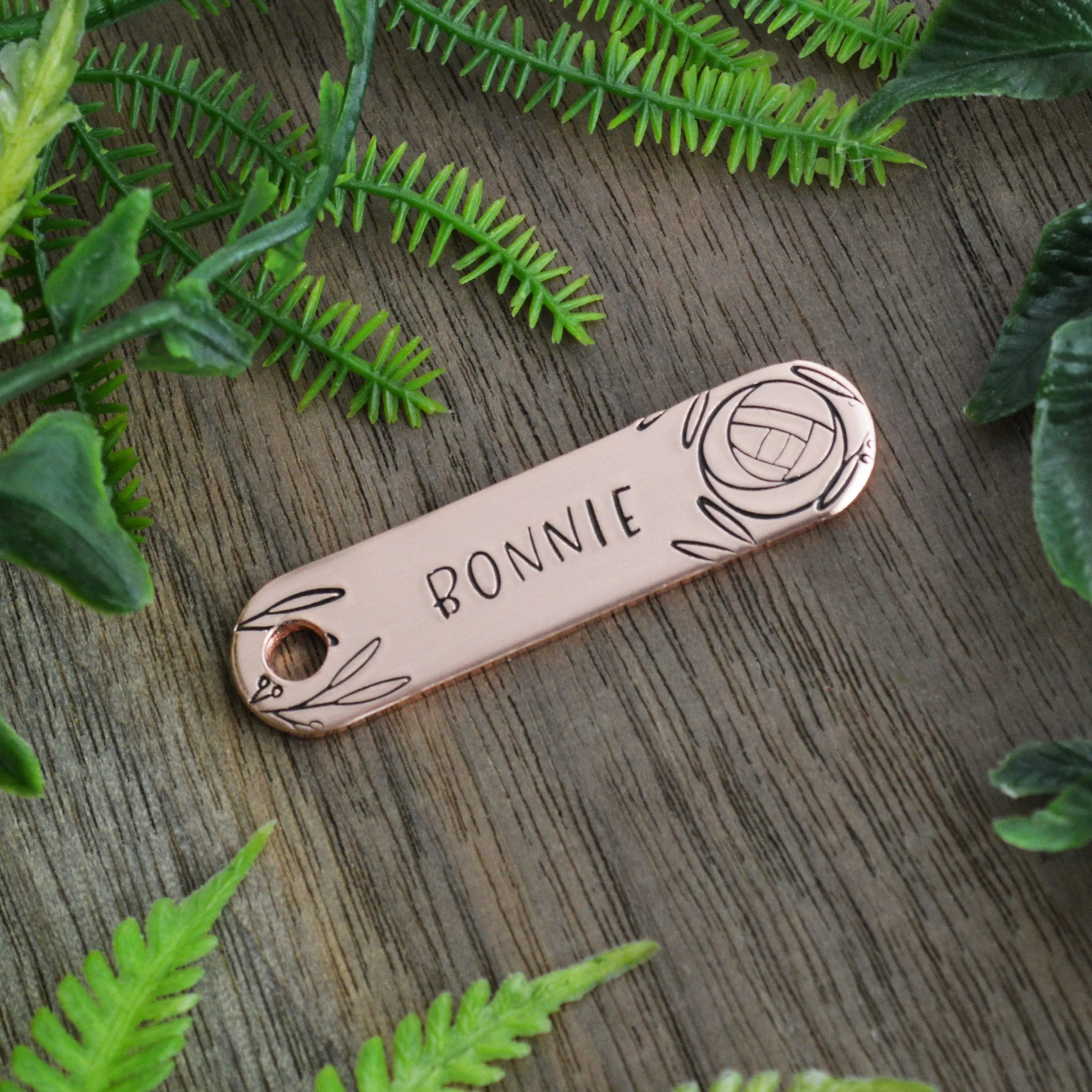 Scottish Rose Hand Stamped Dog Tag