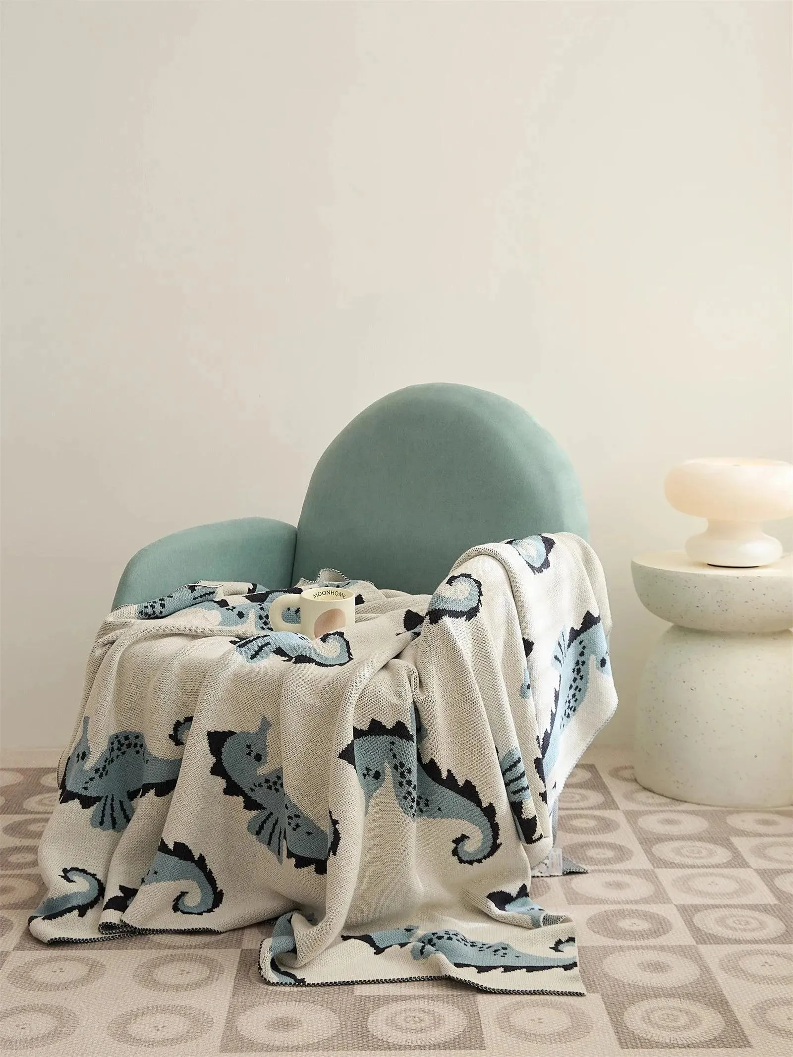 Seahorse Serenity Cotton Throw Blanket