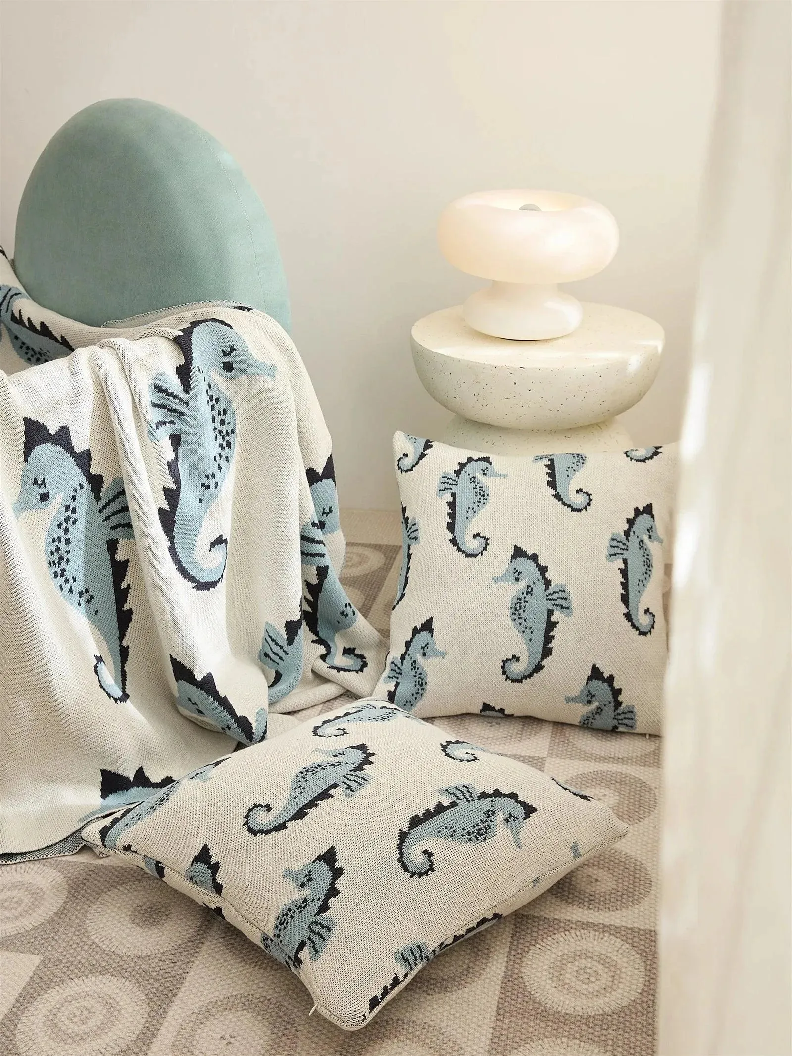 Seahorse Serenity Cotton Throw Blanket