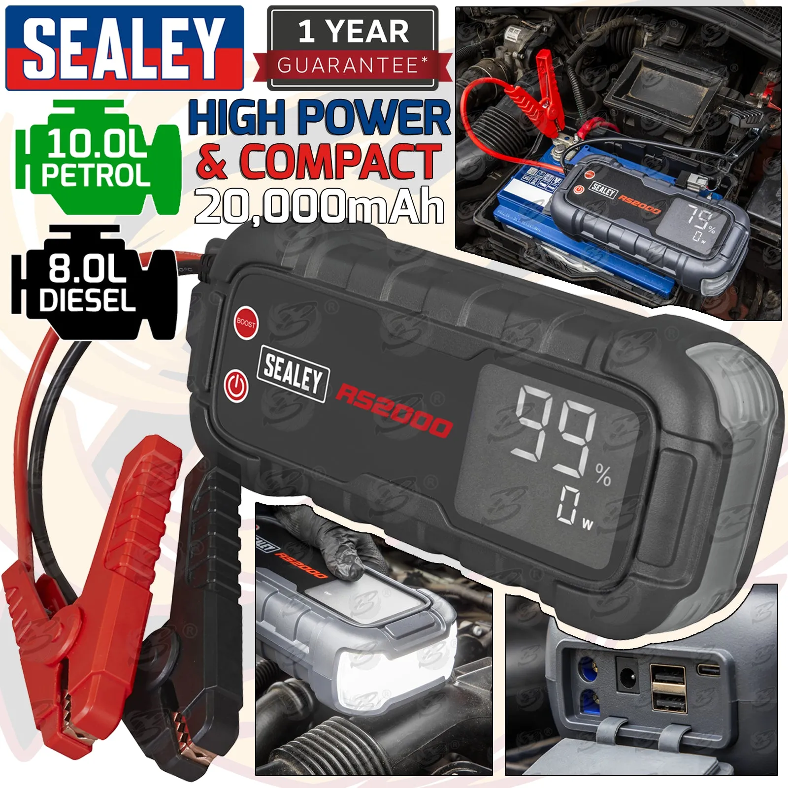 SEALEY 12V 2000A ROADSTART JUMP STARTER POWER PACK